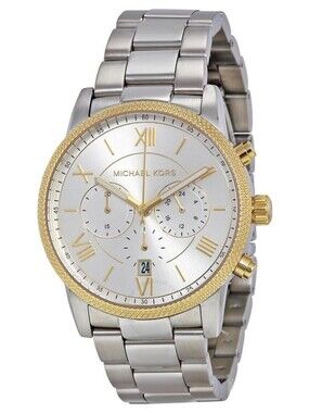 Michael Kors Silver and Gold Mens Chronograph Bracelet Watch